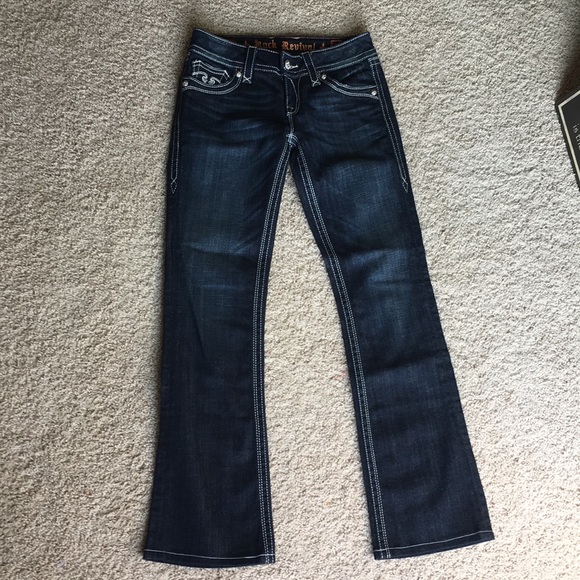 Like New Rock Revival Boot Cut Rhinestone Jeans - Picture 5 of 7